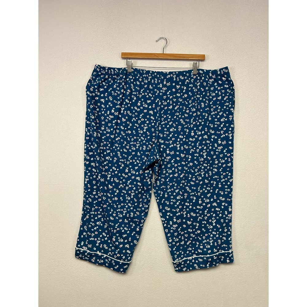 Floral Coziness Secret Treasures Womens 3X Blue Capri Pajama Set - Picture 12 of 13